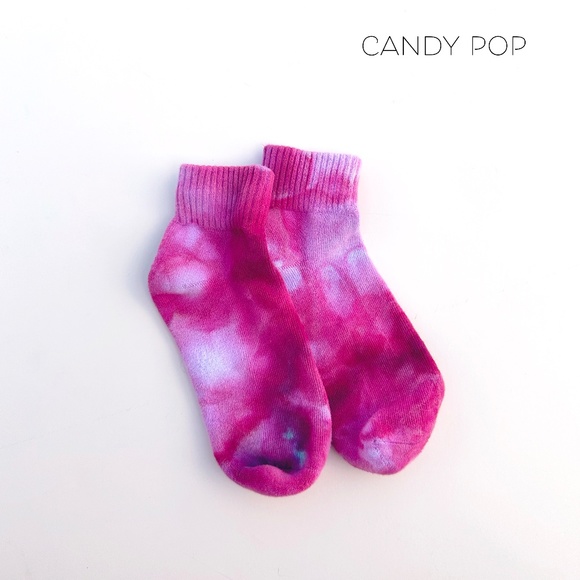 Tie Dye Kids Socks Hot Pink Mid Crew Socks Kids M 5-10 years Fuchsia Ice Dye Sox - Picture 2 of 3